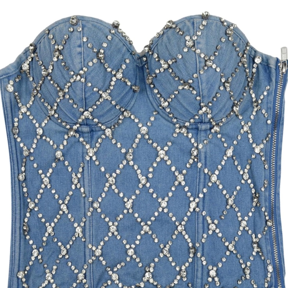 Rhinestone Corset- denim